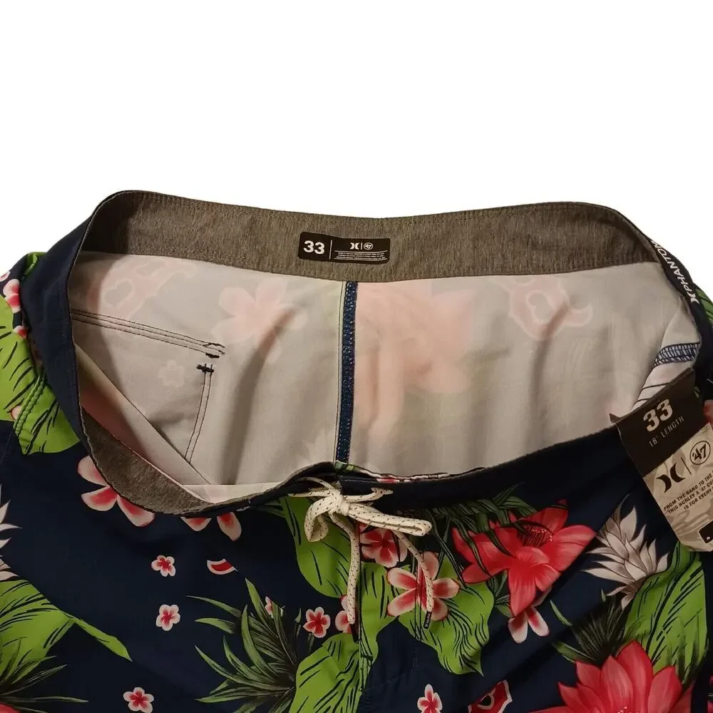 NEW Hurley Swim Trunks MLB BOSTON RED SOXS 33 BLUE Tropical Floral‎ Board Shorts